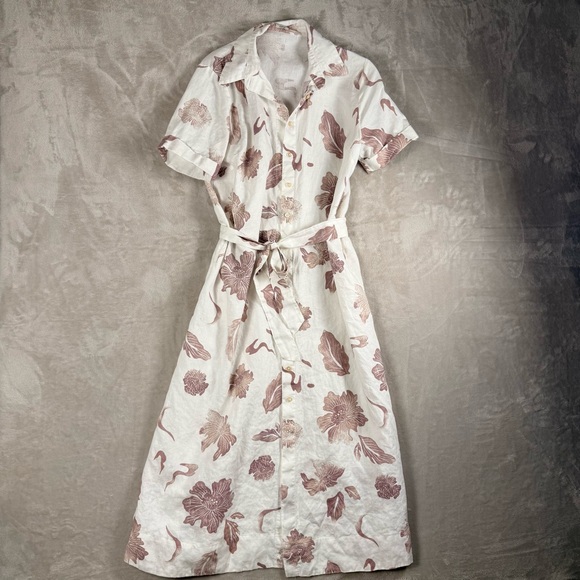 Wilfred Dresses & Skirts - Aritzia Wilfred Eleta 100% Linen Floral Shirt Dress Size Small